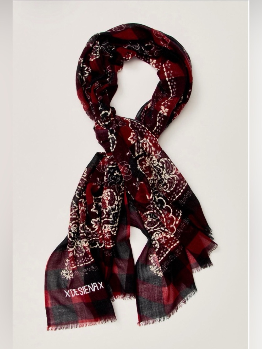 De Sienna Gingham Scarf by Free People.. Intricately beaded/embroidered floral